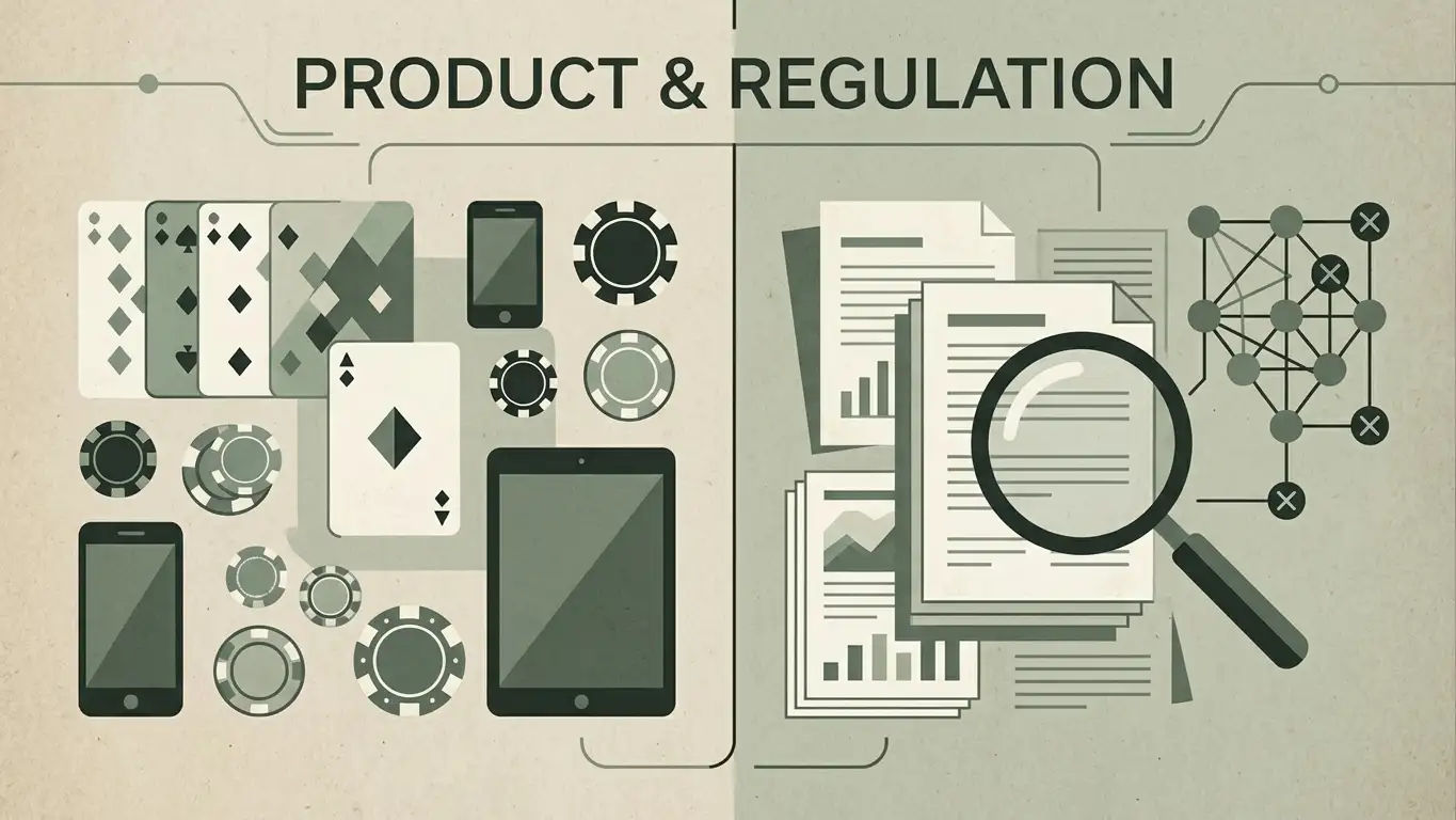 Editorial diagram separating casino product features from Australian regulatory status